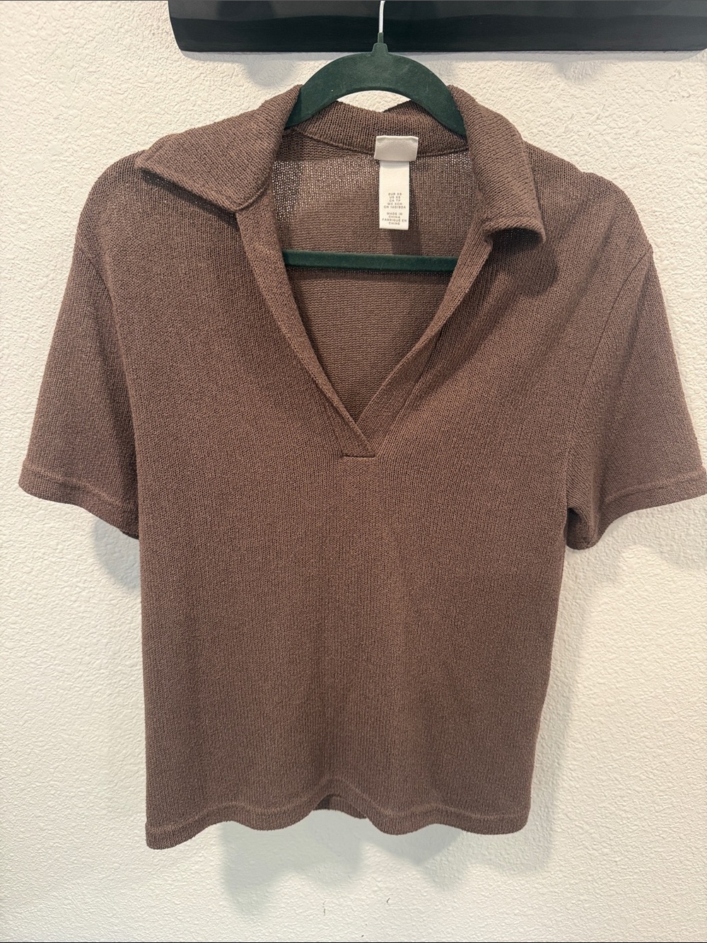 H&M Brown Knit Polo Crop Top
